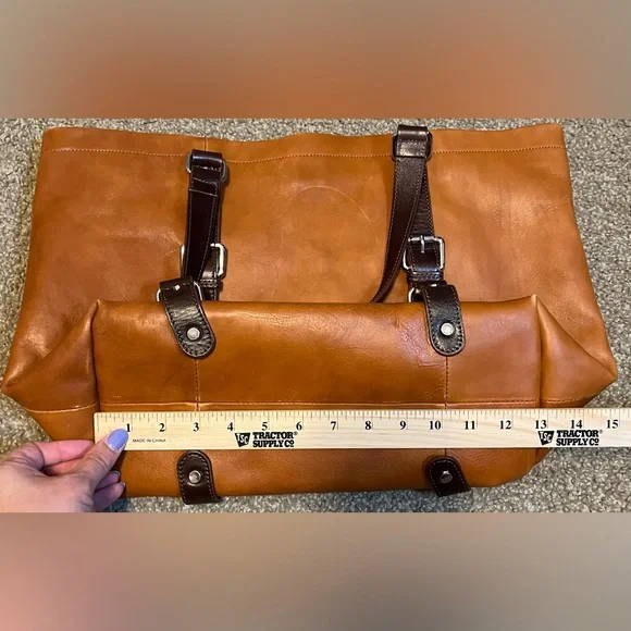 Neiman Marcus Tan Buckle Faux Leather Tote Bag - Picture 7 of 11